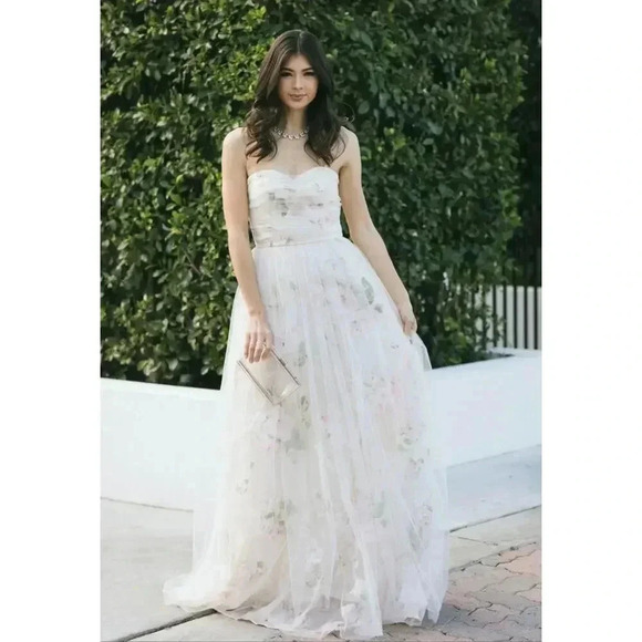 Maniju Ellen Floral Tulle Maxi Dress Bridal Size M - Picture 1 of 8